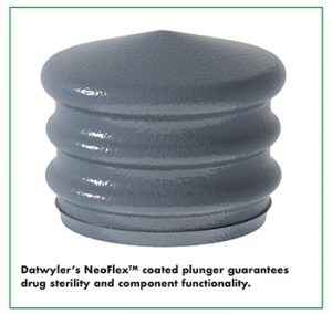 Datwyler’s NeoFlexTM coated plunger guarantees drug sterility and component functionality.