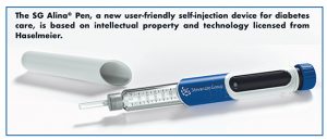 The SG Alina® Pen, a new user-friendly self-injection device for diabetes care, is based on intellectual property and technology licensed from Haselmeier.