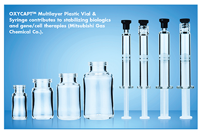 OXYCAPTTM Multilayer Plastic Vial & Syringe contributes to stabilizing biologics and gene/cell therapies (Mitsubishi Gas Chemical Co.).