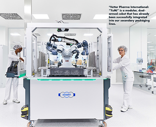 ©Vetter Pharma International: “YuMi” is a modular, dual-armed cobot that has already been successfully integrated into our secondary packaging lines.