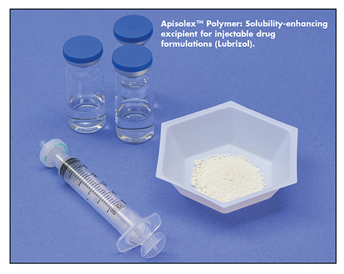 Apisolex™ Polymer: Solubility-enhancing excipient for injectable drug formulations (Lubrizol).