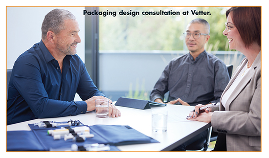 Packaging design consultation at Vetter.